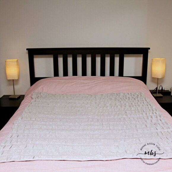 West Elm Square Knit Throw Tan - Picture 1 of 3